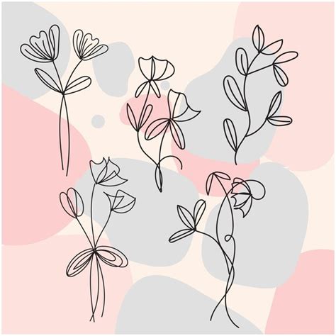 Conjunto Vectorial De Arte Lineal De Flores Silvestres De Doodle De