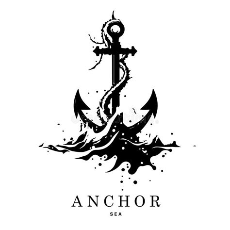 Marine Emblems Logo With Anchor And Rope Anchor Logo Vector Stock