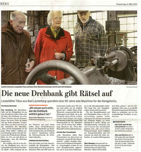 Pressearchiv Industriedenkmal K Nigsh Tte Bad Lauterberg Im Harz