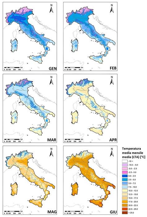 Average monthly temperatures in Italy (2 pictures) : r/MapPorn