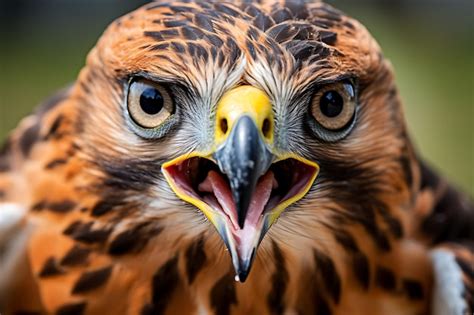 Premium AI Image | Closeup of a hawk's powerful hooked beak