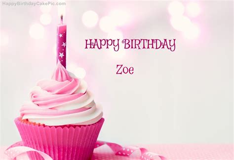 Happy Birthday Cupcake Candle Pink Cake For Zoe