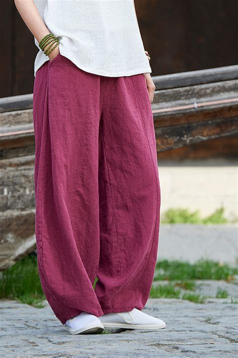 Women Linen Loose Pants Summer Loose High Waist Linen Pants Etsy