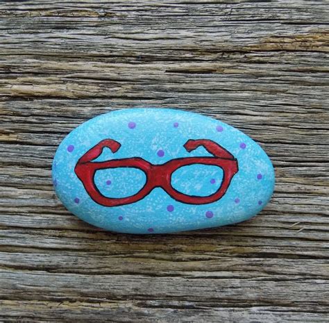 Spare Pair Glasses Painted Rock Decorative Accent Stone Paperweight