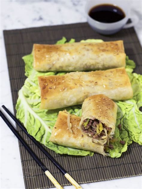 Rollitos De Primavera Al Horno De Carne Y Verduras