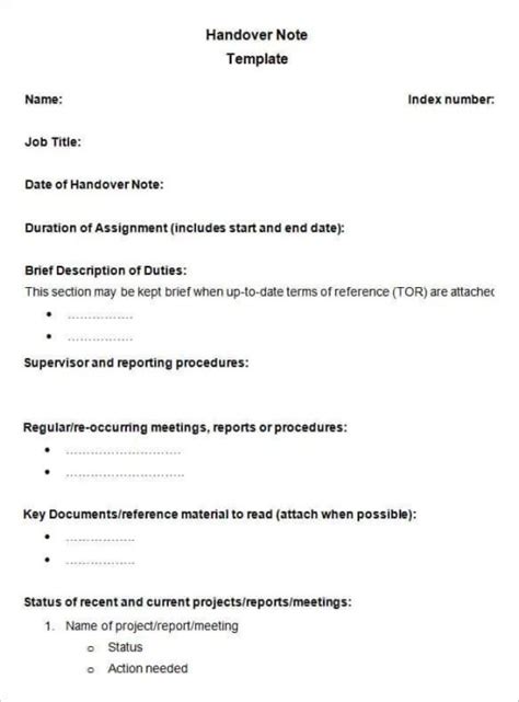 handover report templates word excel samples
