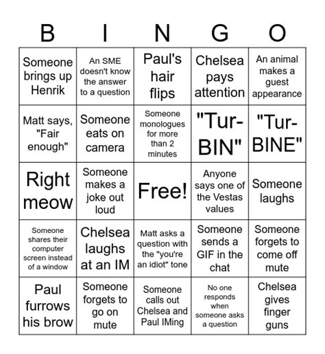 Teams Bingo Card