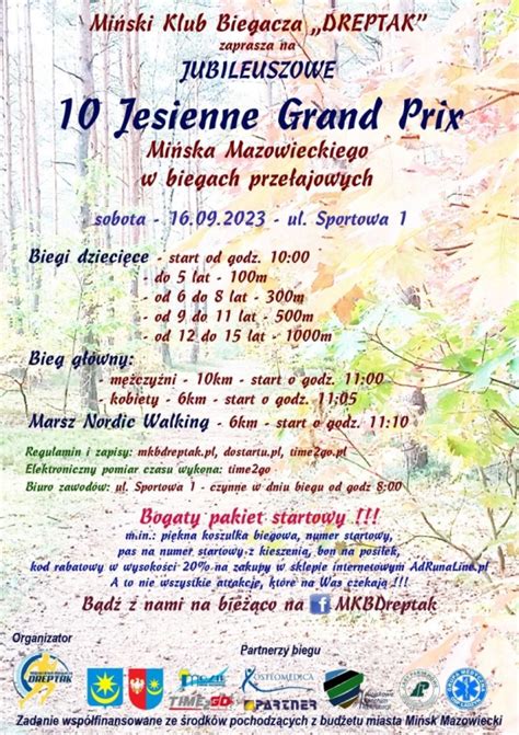 Jubileuszowe Grand Prix W Biegach Prze Ajowych Wrze Nia