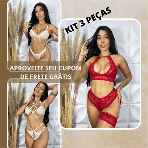 Kit Conjuntos Lingerie Renda Calcinha E Sutia Sem Bojo Langerie Sex