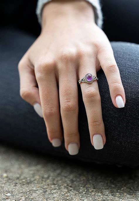 Lavendel Saphir Versprechen Ring Set personalisierte Geschenk für sie