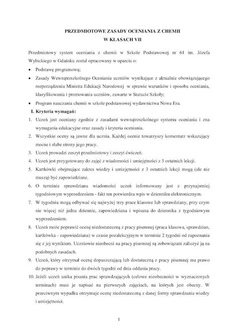 Pdf Przedmiotowe Zasady Oceniania Z Chemii W Sp Edu Gdansk Pl