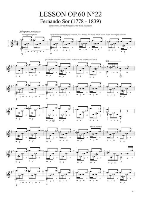 Lesson Opus N Tab By Fernando Sor Guitar Pro Solo Guitar