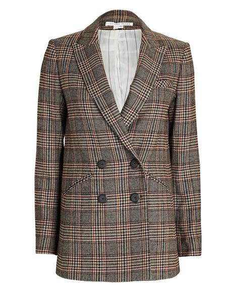 Veronica Beard Oria Double Breasted Plaid Dickey Jacket In Natural Lyst