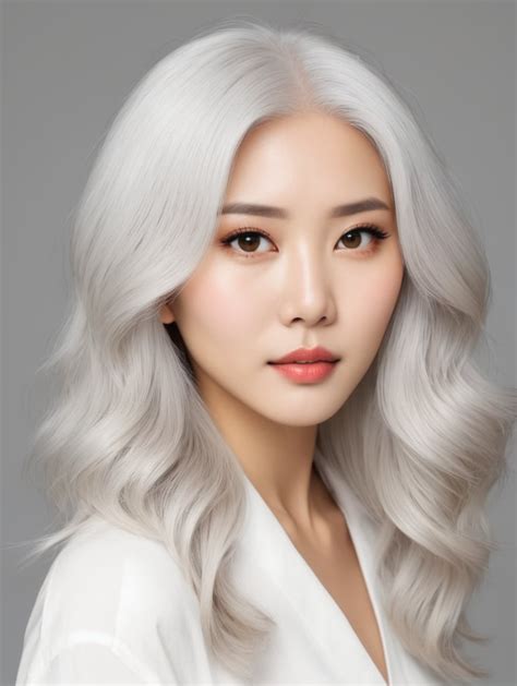 Premium Free Ai Images White Hair Asian