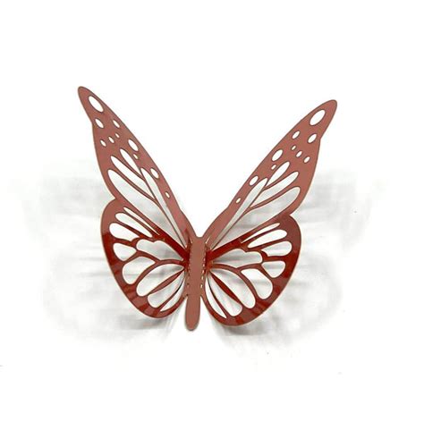 3d Metallic Rose Gold Paper Butterfly Wall Sticker 12pk