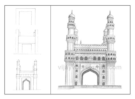 Charminar Sketch at PaintingValley.com | Explore collection of Charminar Sketch