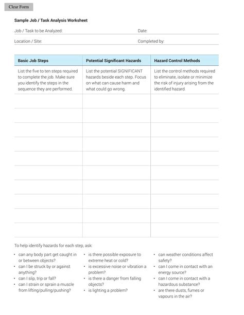 Job Task Analysis Examples Format Pdf