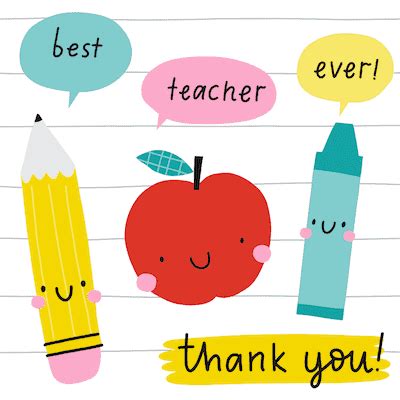 An Apple Pencils And Speech Bubbles With The Words Best Teacher Thank