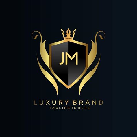 Jm Letter Initial With Royal Templateelegant With Crown Logo Vector