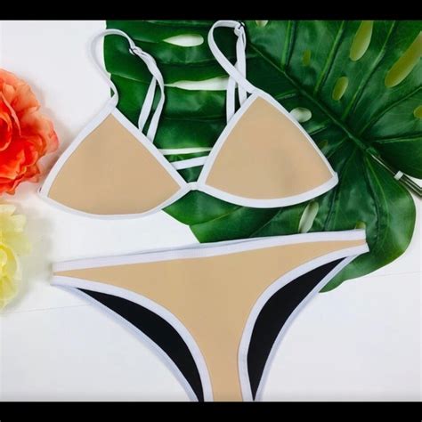 Hoaka Swim Bikini Beige White Poshmark