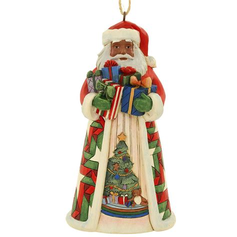 African American Jim Shore Santa With Ts Ornament