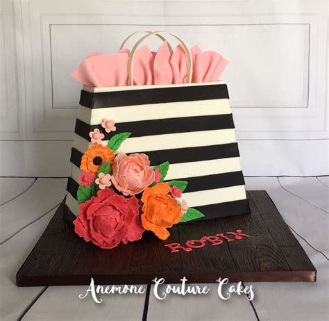 Black And White Stripe Floral Gift Bag - CakeCentral.com