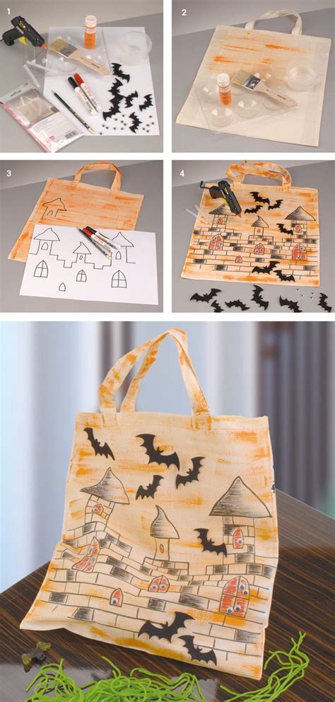 Halloweenstofftasche Selbst Gemacht Halloween Beutel Basteln