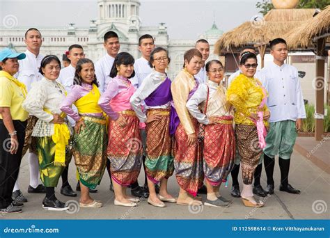 Thai People Wearing Beautiful National Dress Traditional Style Cloth ...