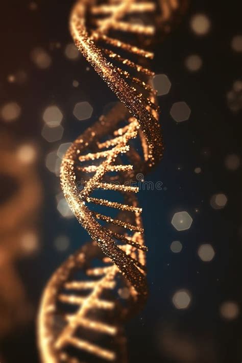 Digital Illustration DNA Structure In Colour Background With Bokeh