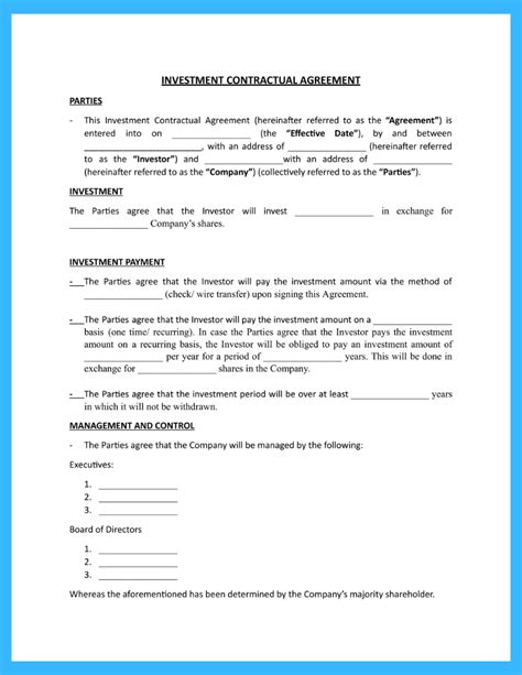 Investor Agreement Template