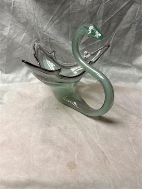 Vintage Murano Italian Hand Blown Art Glass Swan Centerpiece Bowl