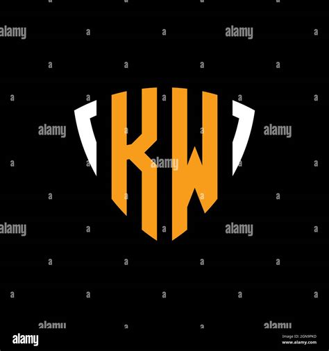 Logotipo DE KW con plantilla de diseño de forma blanca naranja aislada