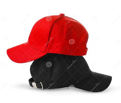 Red and Black Baseball Cap on White Background Stock Image - Image of ...