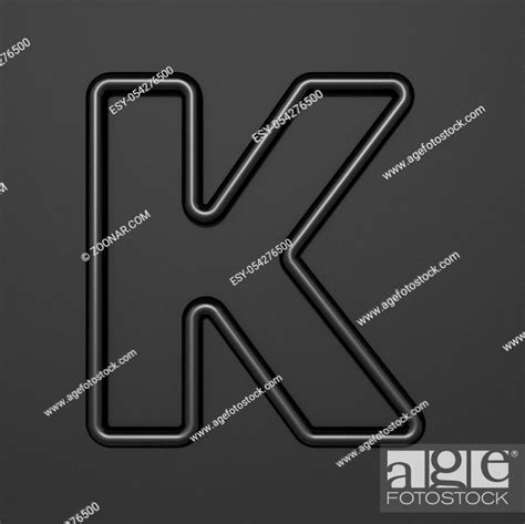 Black Outline Font Letter K 3d Illustration On Black Background Stock