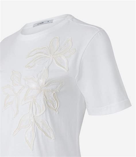 Blusa Manga Corta En Media Malla Y Flores Bordadas Off White