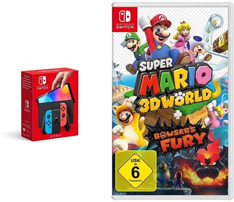 Nintendo Switch OLED Modell Neon Blau Neon Rot Super Mario 3D World