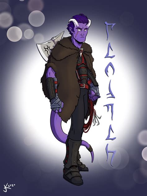 [OC] [Art] A Tiefling Fighter I drew for a friend - if you know Abyssal