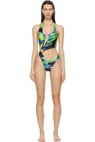 SSENSE Canada Exclusive Blue Yellow Sex Wax One Piece Swimsuit By