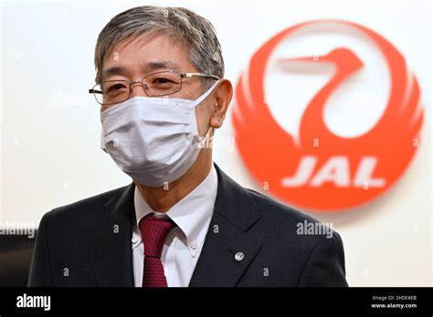 Jal President Yuji Akasaka Giving An Interview At Haneda Airport On