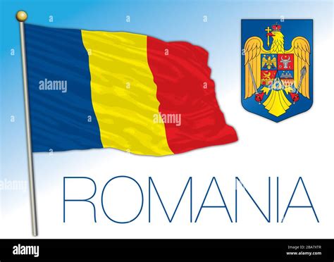 Romania Official National Flag And Coat Of Arms European Union Vector