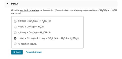 Solved Part A Give the net ionic equation for the reaction | Chegg.com