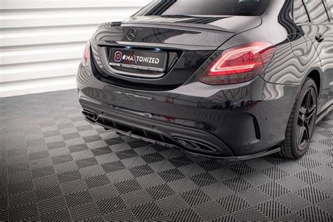 Maxton Design Central Rear Splitter With Vertical Bars Mercedes Benz C Class Amg Line W205