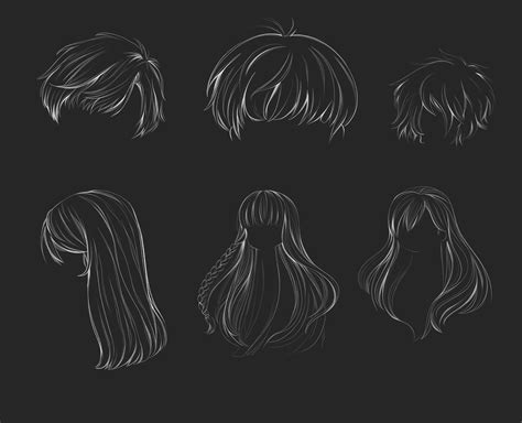 Hair Stamps Photoshop Brushes Chibi Hair Brushes Straight Etsy