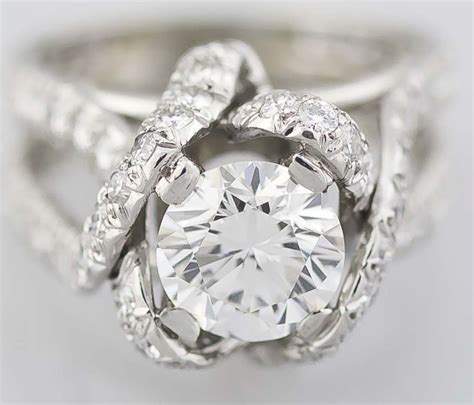 Tiffany Schlumberger Round Diamond Platinum Engagement Ring At Stdibs