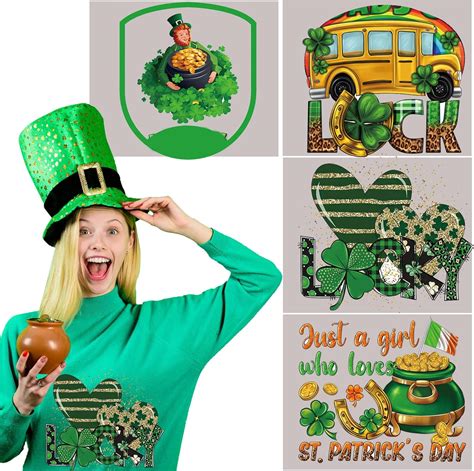 St Patrick’s Day Iron On Sticker Patches Shamrock Iron On Heat Transfer Decals