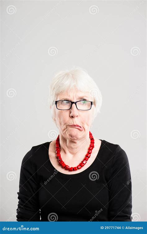 Funny Woman Portrait Real People High Definition Grey Background Stock