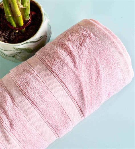 Buy Pink 100 Cotton Solid 650 GSM Bath Towels Aquacado Collection At