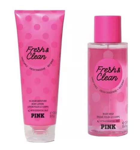 Victorias Secret Pink Fresh And Clean Set Colonia Y Crema Cuotas Sin