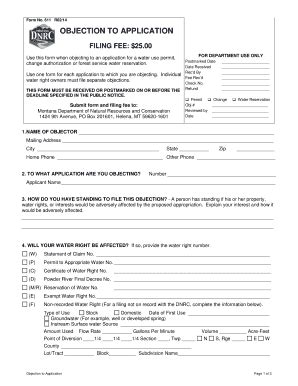 Fillable Online Dnrc Mt Objection To Application Form 611 Fax Email