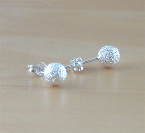 925 Silver Ball Stud Earrings Frosted Stud Earrings 6mm Stud Earrings